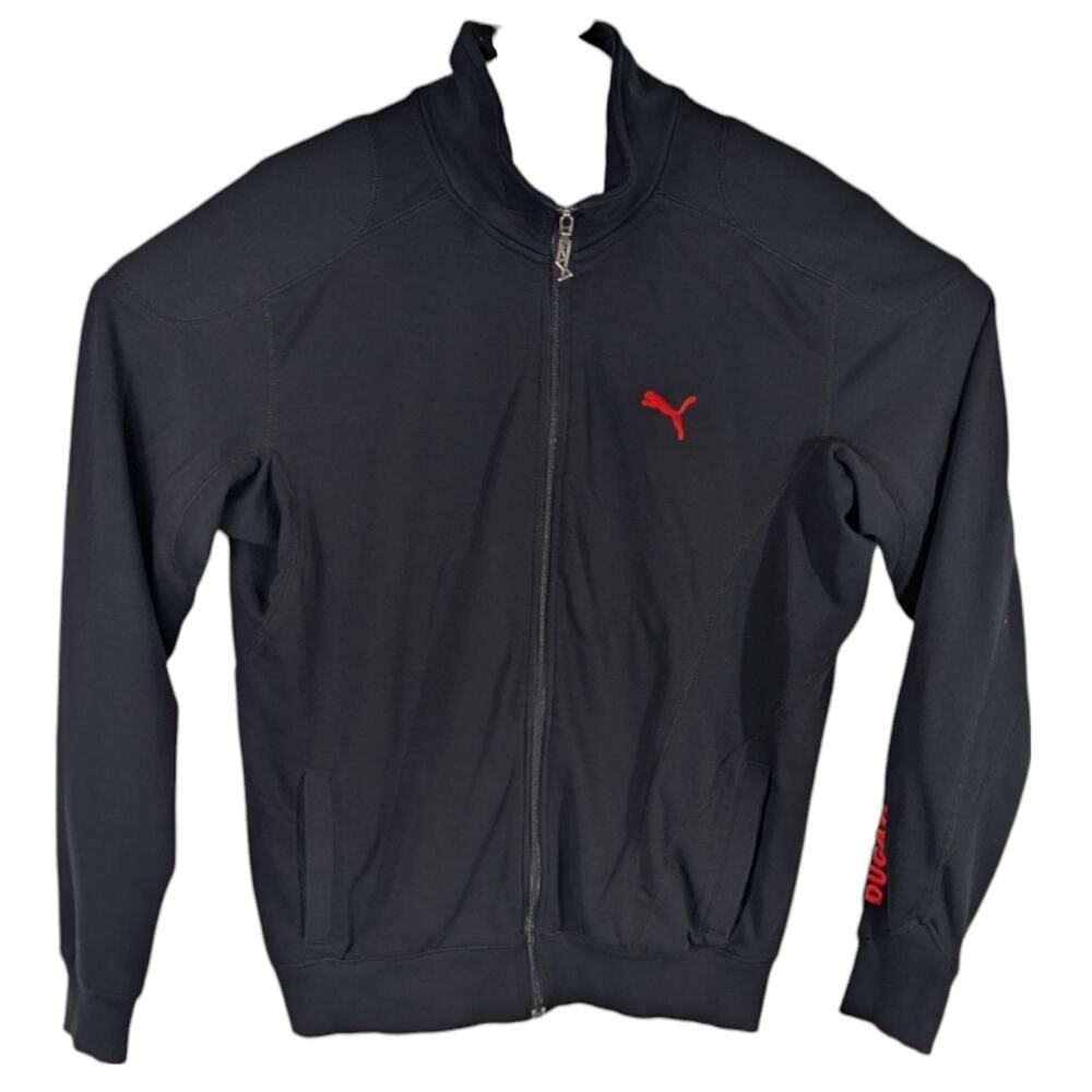 Puma Ducati Racing Jacket Full Zip Mens Size Large Black Red Embroidered Sleeve